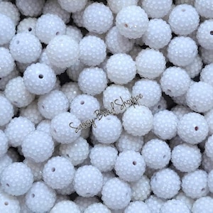 Snow Rhinestone 20mm Acrylic Beads – Chunky Bubblegum Beads for DIY Jewelry, Bracelets, Necklaces, Pens, Keychains, Scribes