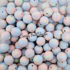 15mm Pastel Silicone Beads, Tie Dye Silicone Beads, Wholesale Silicone Beads, Round Loose Beads,