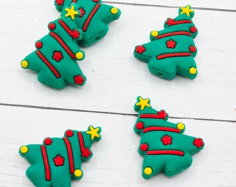 Christmas Tree Silicone Focal Bead, 29mm Holiday Craft Supplies