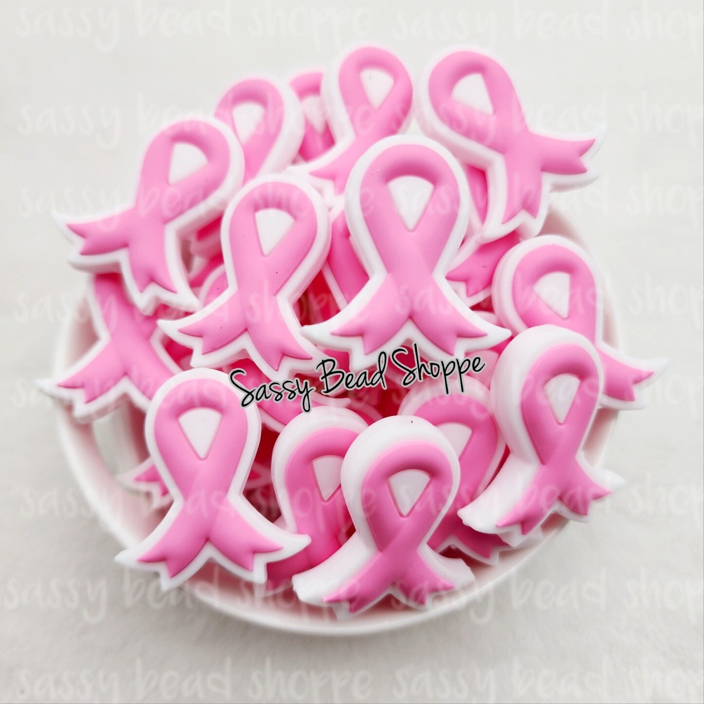 Pink Ribbon Breast Cancer Awareness Bead - Mardi Gras Creations