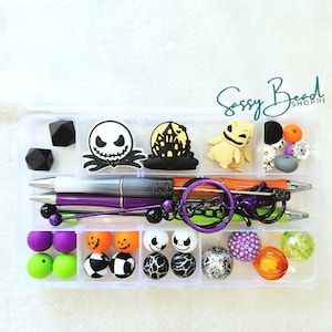 Halloween Town Bead Craft Kit, Beadable Pens, Beaded Pens, DIY Craft, Focal Beads, Custom Pen, Keychain Bar Rod, Beaded Keychain, Bulk Beads
