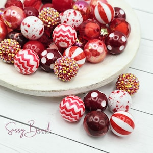 Really Red 20mm Bubblegum Beads ~ Set of 24 , Bubble Gum Beads, Acrylic Beads, Bubblegum Bead Mix, Bulk Beads, Wholesale, Red