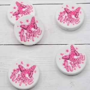 Butterfly Hope Silicone Focal Beads, Breast Cancer Awareness, Pen Keychain Supplies