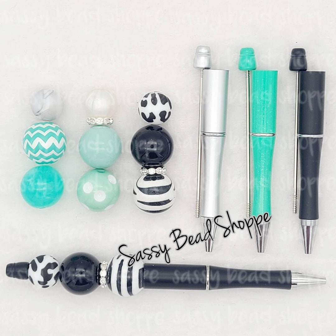 Mint Chip DIY Bubblegum Bead PLASTIC Pen Kit, Beadable Pens 20mm Chunky