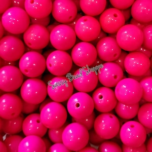 Hot Pink 20mm Beads, Set of 10 for Keychains, Necklaces, Bracelet, DIY Pens & Charms