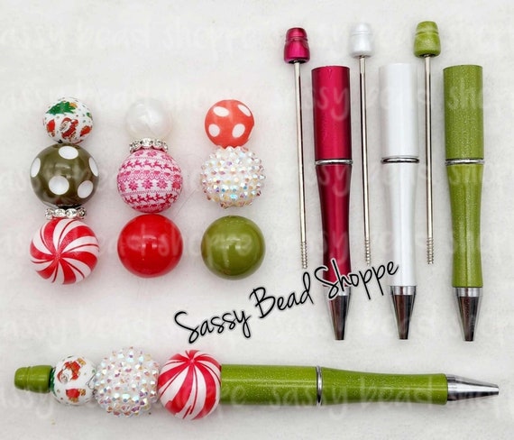 Secret Santa DIY Bubblegum Bead PLASTIC Pen Kit, Beadable Pens Chunky  Bubblegum Beads, M&M Bubbles, Bubble Gum Beads, DIY Kits 