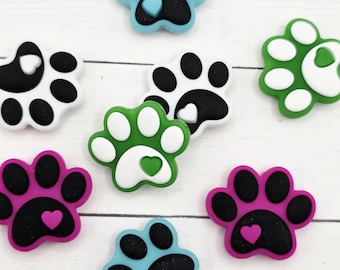 Paw Print Silicone Focal Bead, 1–3 Count for Keychains and Wristlets
