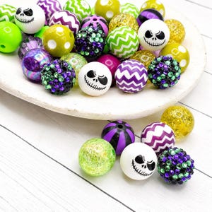 Monster Bash 20mm Bubblegum Beads Set of 24 (2 Jack Beads), Bubble Gum Beads, Acrylic Beads, Bubblegum Bead Mix, Bulk Beads, Wholesale