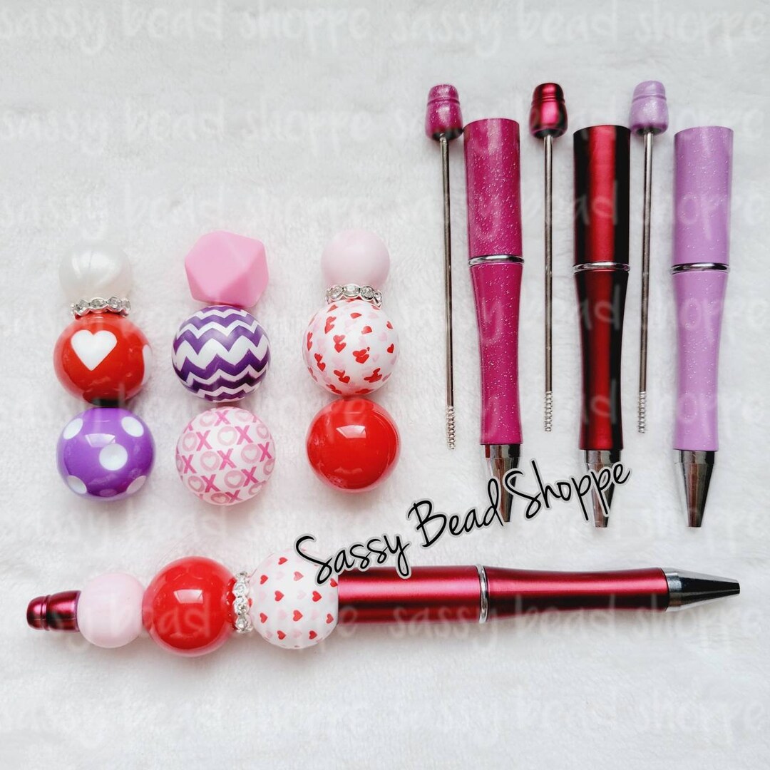 Love Struck DIY Bubblegum Bead PLASTIC Pen Kit, Beadable Pens Chunky