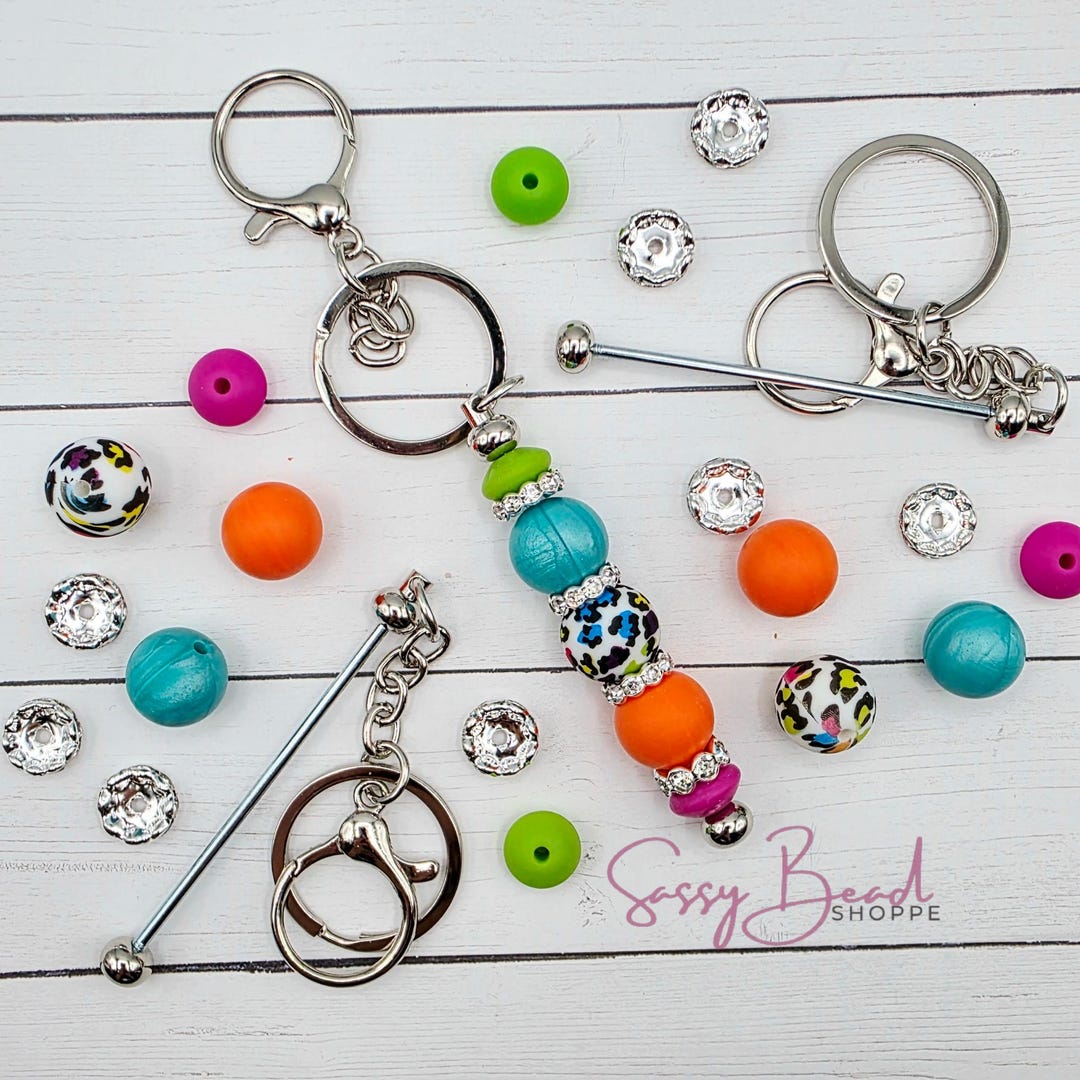 Retro Keychain Kit, 90's Beadable Key Chain, Lisa Frank Beaded Keychain ...