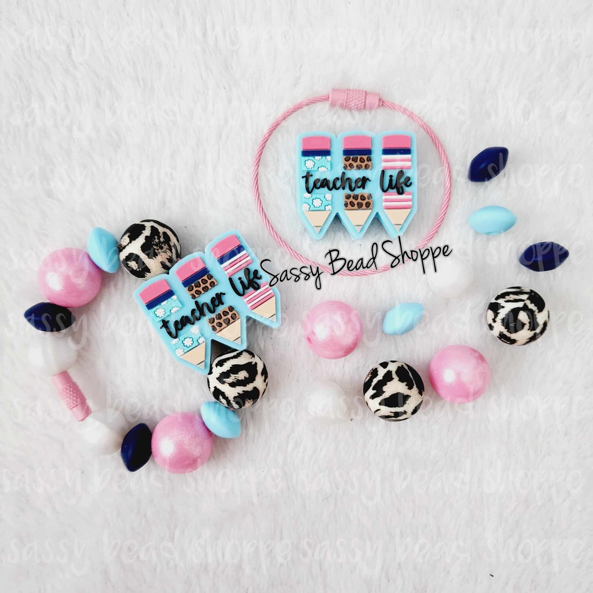 Thirsty Teacher Tumbler Charm Kit, Luggage Tag, Focal Beads, Silicone Beads, DIY, Jewelry Making, Jewelry Supplies