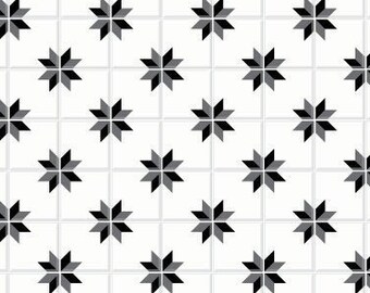 Dollhouse Flooring 1:24 Black & White Star Square Tile Miniature Roombox Kitchen Entryway Bathroom Diorama Printable Download 8.5x11 11x17