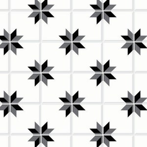 Dollhouse Flooring 1:12 Black & White Star Square Tile Miniature Roombox Kitchen Entryway Bathroom Diorama Printable Download 8.5x11 11x17
