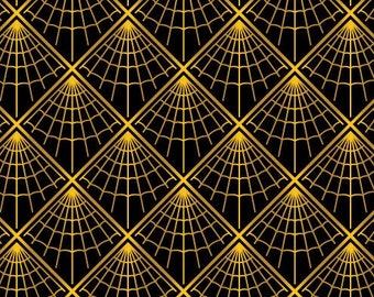 1/12 Halloween Art Deco Spider Web Dollhouse Wallpaper 1:12 Black/Gold Miniature for Roombox or Diorama Printable Download 8.5x11 11x17