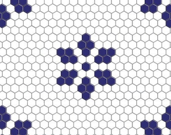 1/6 Suelo de casa de muñecas con azulejos hexagonales de copo de nieve azul navideño 1:6 Suelo en miniatura con azulejos de copo de nieve para Roombox o Diorama Descarga imprimible