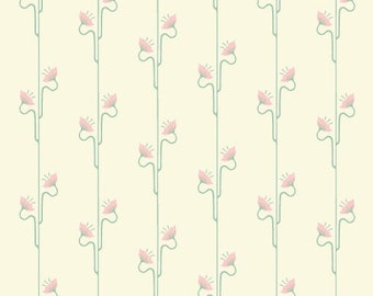 1/12 Art Nouveau Dollhouse Wallpaper 1:12 Pink Cream Flower Art Deco Miniature Wallpaper for Roombox Diorama Printable Download 8.5x11 11x17