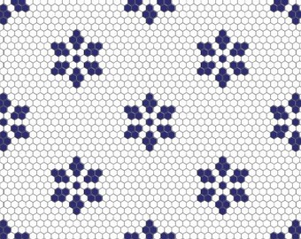 1/12 Suelo de casa de muñecas con azulejos hexagonales de copo de nieve azul navideño 1:12 Suelo en miniatura con azulejos de copo de nieve para Roombox o Diorama Descarga imprimible