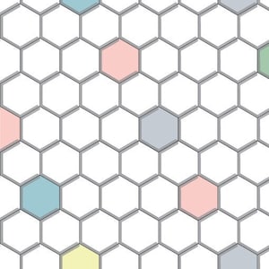 1/6 Dollhouse Flooring 1:6 Scale White Multicolored Hex Tile Miniature Flooring Roombox Diorama Printable Download 8.5x11 11x17
