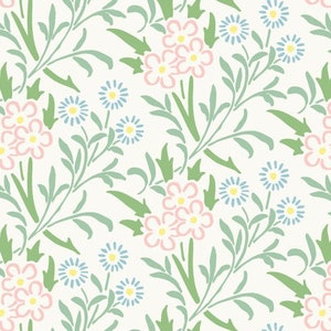 1/12 Dollhouse Floral Wallpaper 1:12 Miniature Decor; Corallin Pink, Ming Green, Clair de Lune Blue Roombox Printable Download 8.5x11 11x17