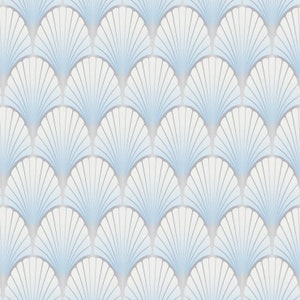 1:12 Art Deco Puppenhaus Wallpaper 1:12 Blau/Silber Jugendstil Miniatur Wallpaper für Roombox oder Diorama printable Download 8.5x11 11x17