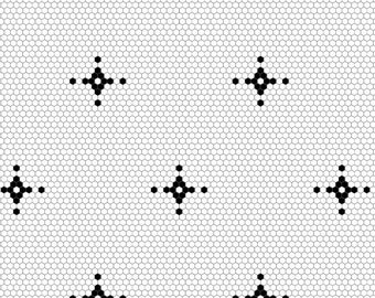 1/12 Retro Dollhouse Flooring 1:12 Vintage Black White Starburst Miniature Hex Tile Flooring Roombox Diorama Printable Download 8.5x11 11x17