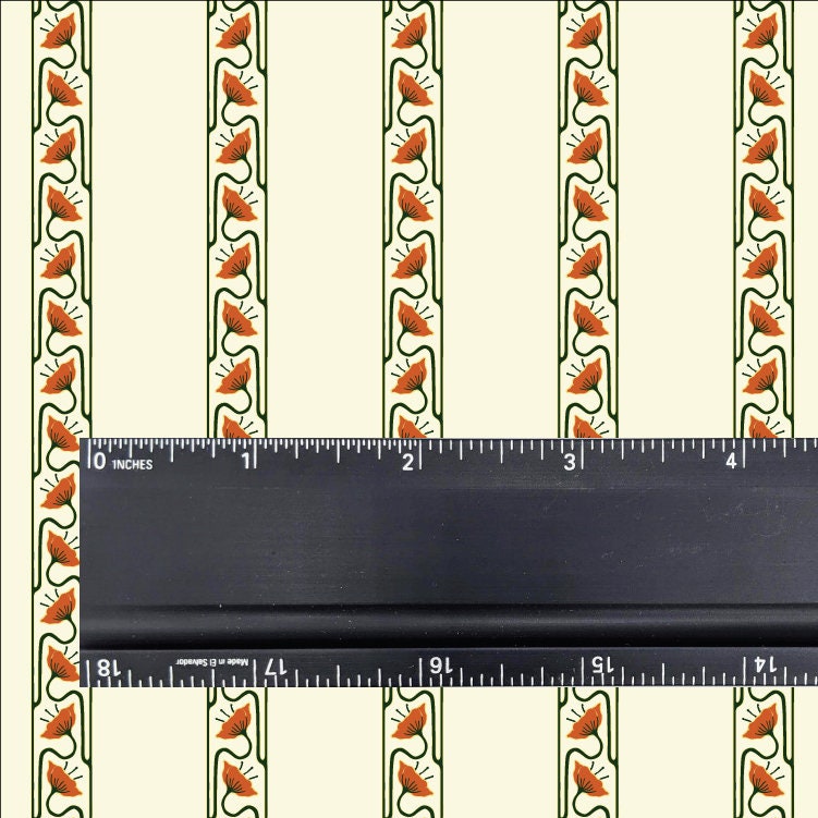 1/12 Art Nouveau Dollhouse Wallpaper 112 Orange Flower Etsy