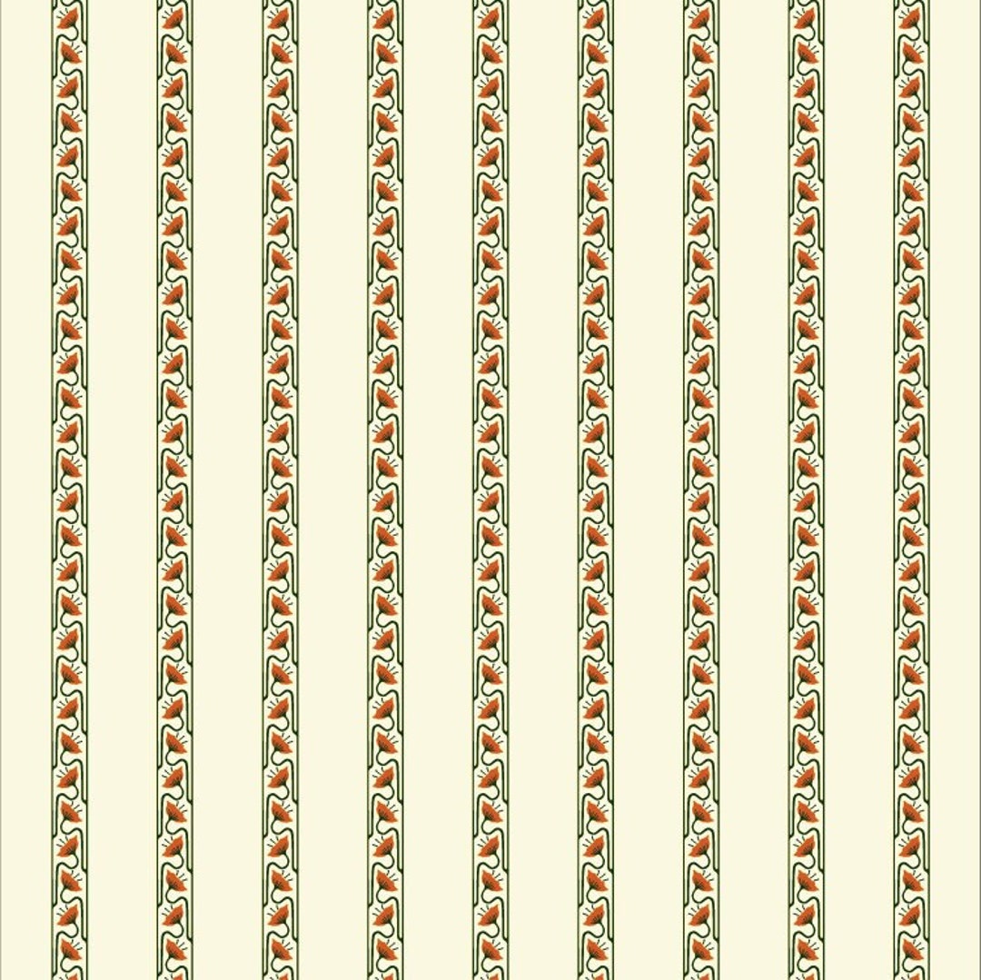 1/24 Art Nouveau Dollhouse Wallpaper 124 Orange Flower Etsy