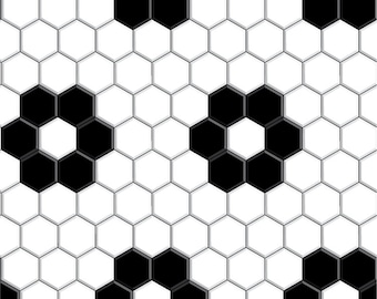 1/6 Black Flower Hex Tile Dollhouse Flooring 1:6 Scale White Black Flowers Miniature Roombox and Diorama Printable Download 8.5x11 11x17