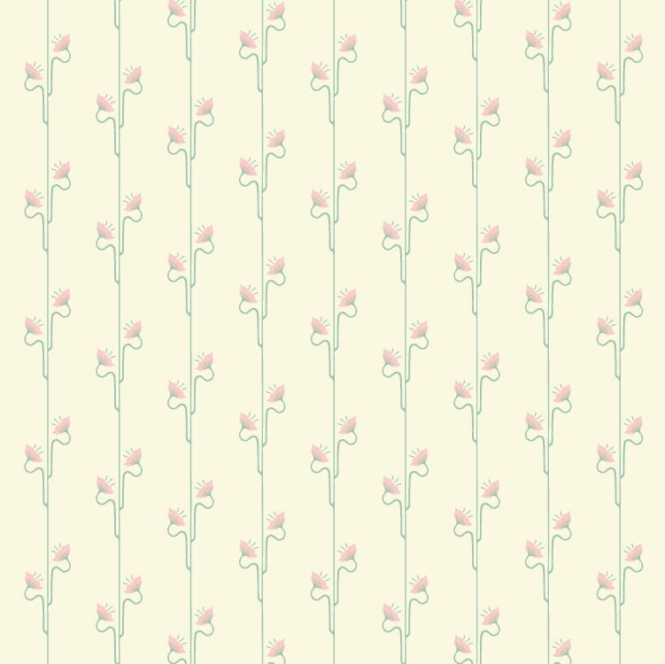 1/12 Art Nouveau Dollhouse Wallpaper 112 Pink Cream Flower Etsy