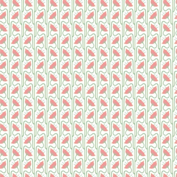 1/24 Art Nouveau Dollhouse Wallpaper 124 Pink Flower Art Deco Etsy