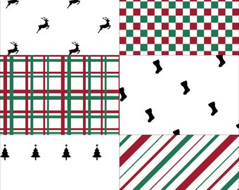 1/6 Christmas Holiday Wrapping Paper; Miniature 1:6 Holiday Paper to make Tiny Gifts for Dollhouse, Roombox or Diorama Printable Download