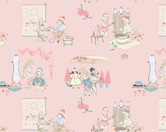 1/6 Poodle Dollhouse Wallpaper 1:6 1950s Retro Pink Poodle Miniature Wallpaper for Roombox Diorama Printable Download 8.5x11 11x17