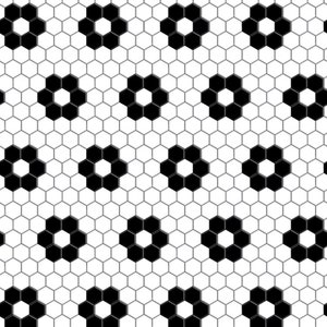 Dollhouse Flooring 1:12 Scale White Black Flowers Hex Mosaic Tile Miniature Roombox Kitchen Scrapbooking Printable Download 8.5x11 11x17