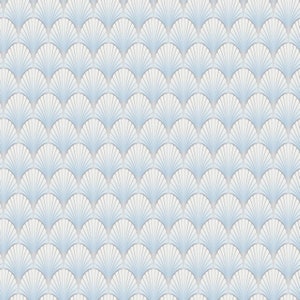1/24 Art Deco Puppenhaus Wallpaper 1:24 Blau/Silber Jugendstil Miniatur Wallpaper für Roombox oder Diorama Printable Download 8.5x11 11x17