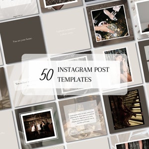 50 Instagram Post Templates made in Canva, Beige Brown Blogger Artist Blog Post Story Instagram Canva Templates, MRR & PLR Commercial Use
