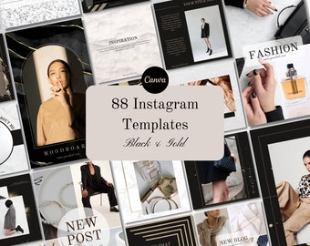 Luxury Black and Gold Instagram Templates: Canva Post & Story (MRR PLR)