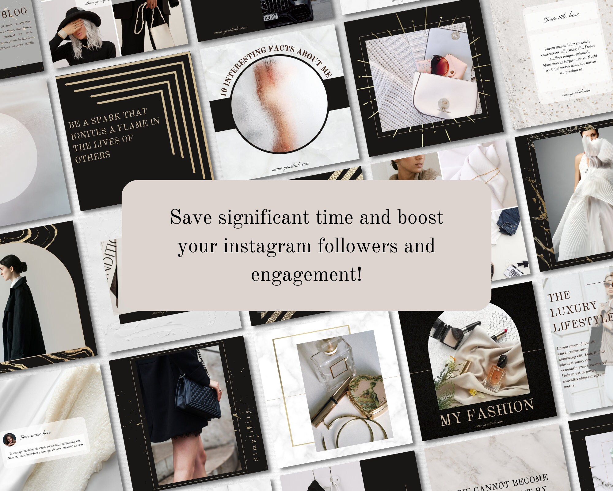 Luxury Black and Gold Instagram Post Templates: Canva Editable (MRR ...