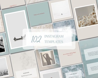 102 Light Blue Ocean Instagram, Canva templates, Posts & Stories, Social Media, Blue and Beige, Blogger, Photographer