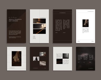 94 braune minimalistische Instagram Vorlagen, Social Media Kit (Canva)