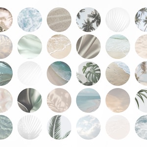 100 Ocean Instagram Story Highlight Icons, Highlight Covers Templates, Canva, Light Blue, Beach vibes, MRR & PLR Commercial Use