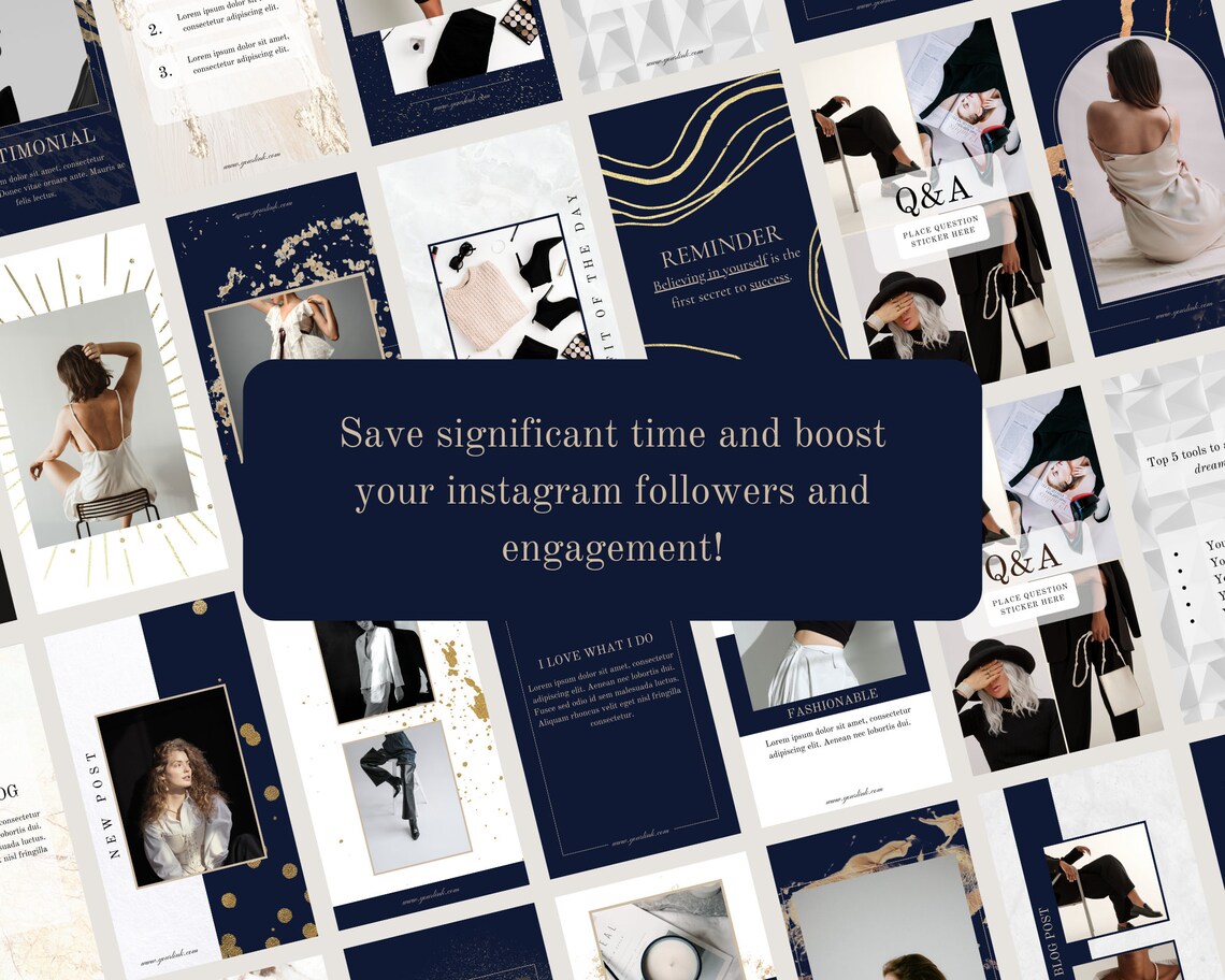 88 Royal Blue Luxury Instagram Canva Templates Posts & - Etsy