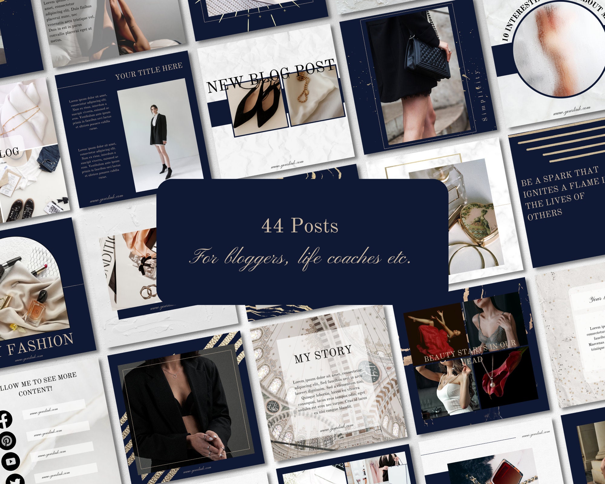 Royal Blue Instagram Templates, Canva Posts and Stories (MRR and PLR ...