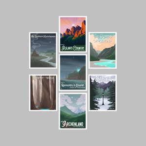 Pósteres de viaje inspirados en Narnia de gran tamaño, conjunto completo (11 x 14)