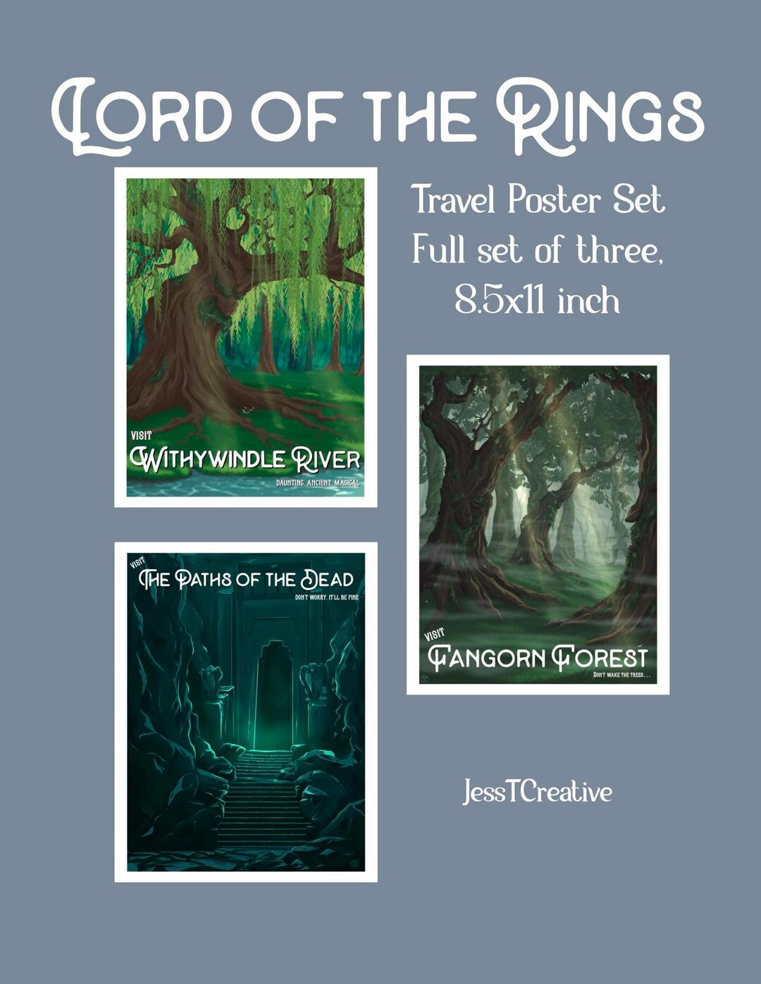 Lord of the Rings LARGE Inspired Travel Posters Full Set 11x14 - Etsy