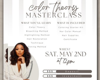 Masterclass Flyer 1 on 1 or  class, Business class, Social media, Instagram template post, marketing, DIY lashes, brows, Hair, Wigs Digital