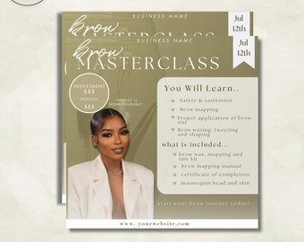 Masterclass Flyer 1 on 1 or  class, Business class, Social media, Instagram template post, marketing, DIY lashes, brows, Hair, Wigs Digital