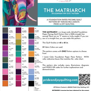 PDF The Matriarch Elephant Foundation Paper Piecing Quilt PAttern image 3