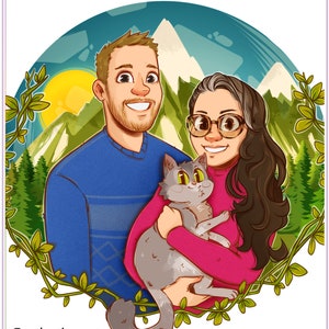 Custom portrait, Couple Portrait, Custom Illustration, Custom Couple Portrait, Family Portrait, Gift, Christmas Gift, Personalized Gift, Art