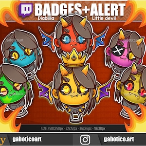Mały diabeł, Diablilla, Odznaki bitowe, Pakiet alertów dla Twitch, Discord, Streamers PAKIET 6