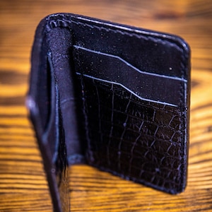 Leather Bifold Wallet - 4 pocket - Vertical Bifold Wallet - Regalo para él o ella, Cartera plegable delgada minimalista, Handmade Men's Wallet